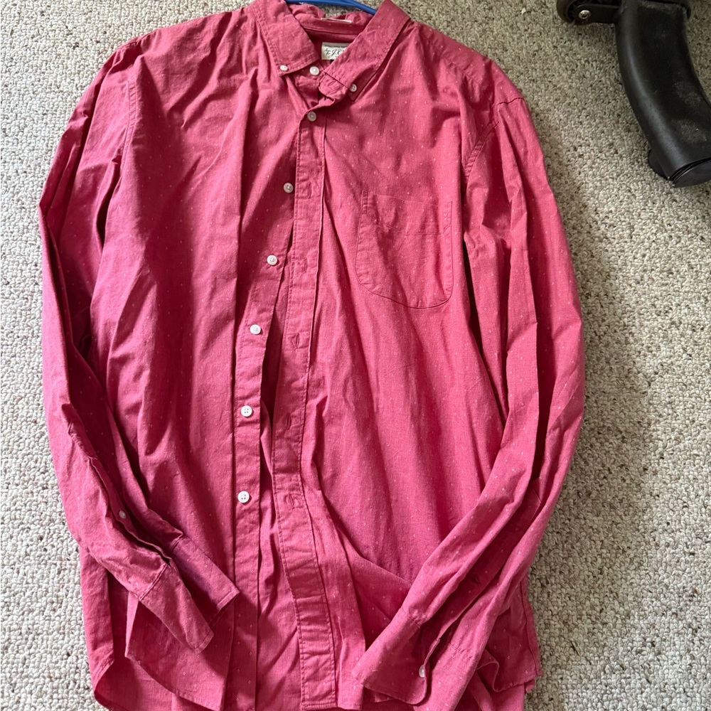 J. Crew Men's Casual Red Button-Down Shirt